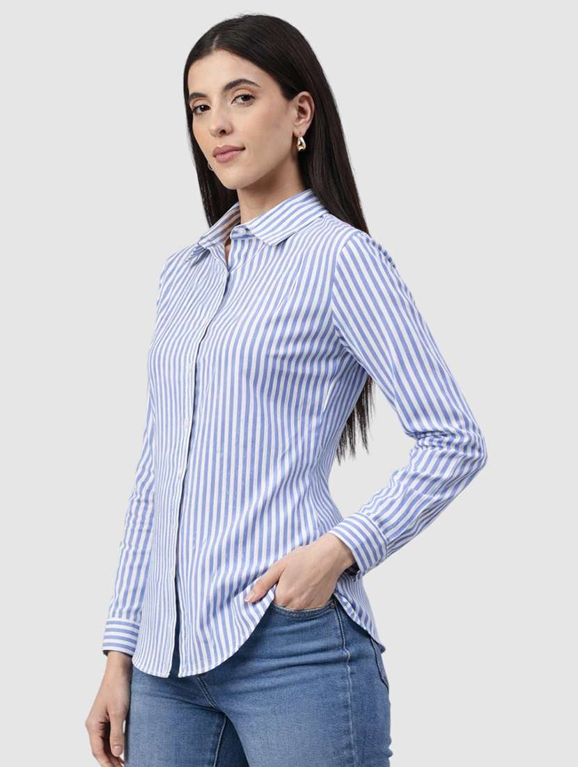 women striped long sleeves formal shirt - 22477546 -  Standard Image - 2