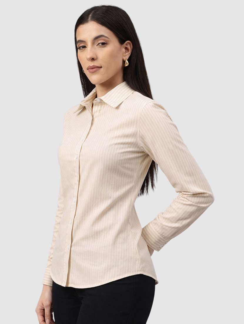 women striped long sleeves formal shirt - 22477547 -  Standard Image - 2