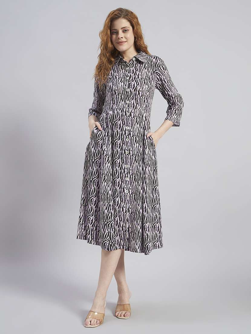 women printed collared midi shirt dress - 22477572 -  Standard Image - 2