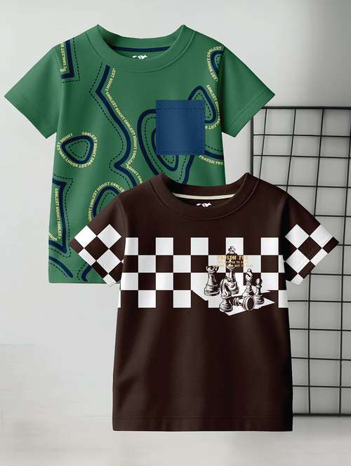 Boys Multi Colored Cotton T Shirt