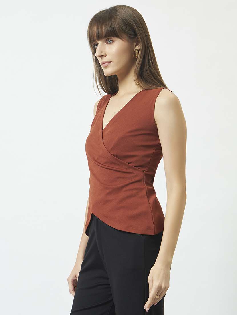 women rust polyester regular top - 22477633 -  Standard Image - 2