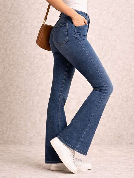 women washed mid rise bootcut jeans - 22477967 -  Standard Image - 2