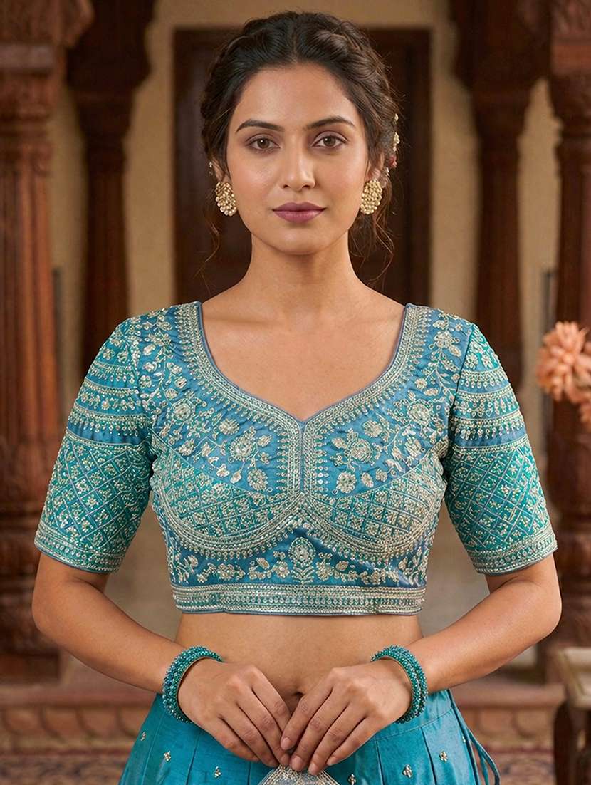 women solid with work stitched blouse