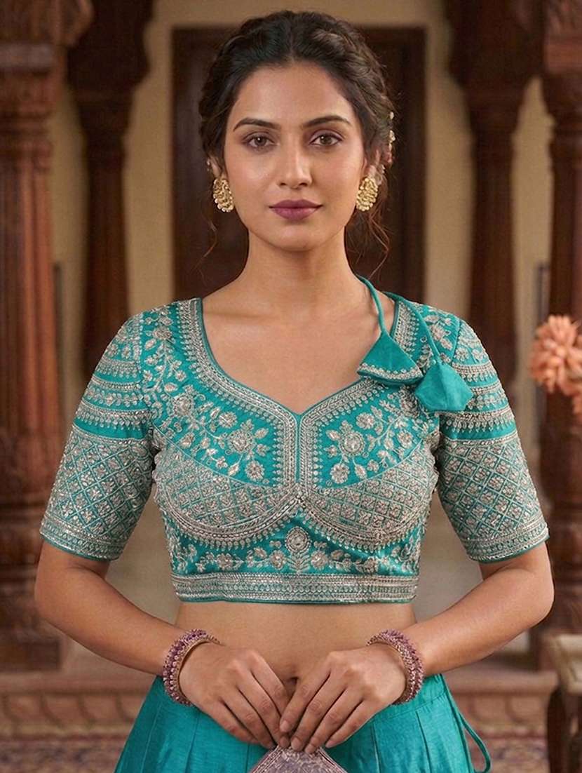 women solid with work stitched blouse