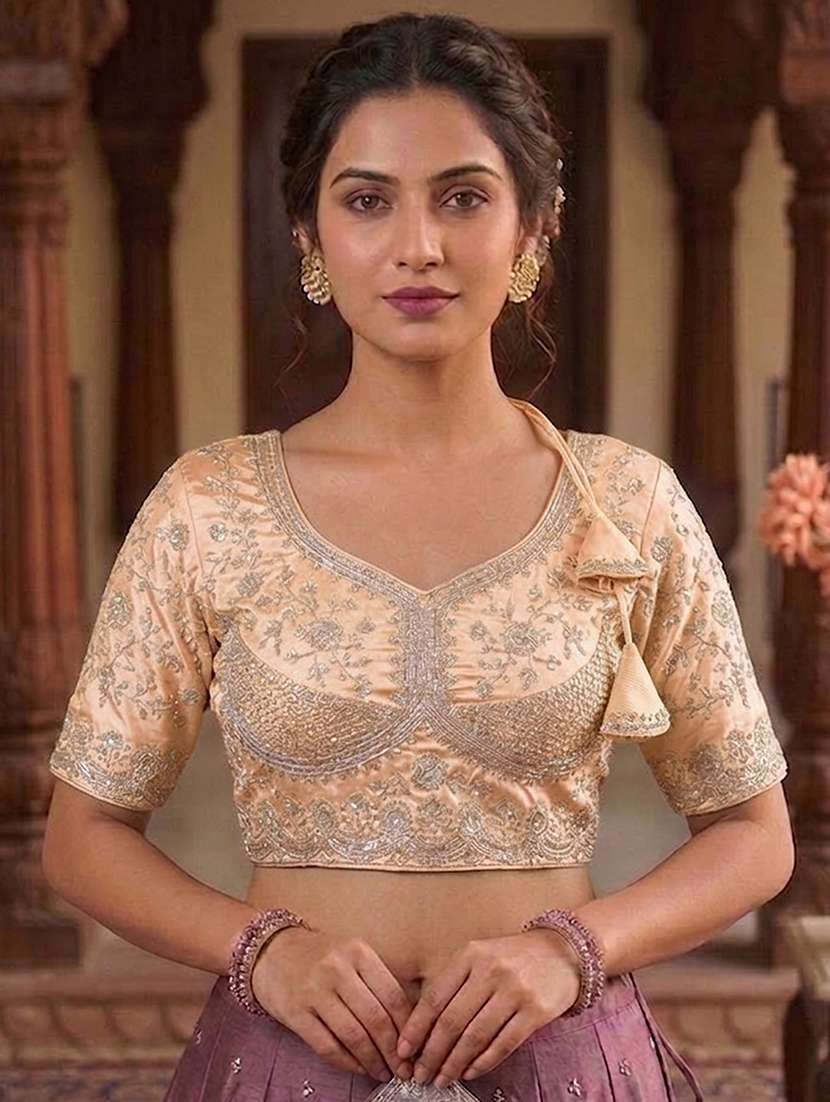women solid with work stitched blouse