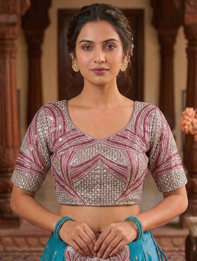 women solid with work stitched blouse