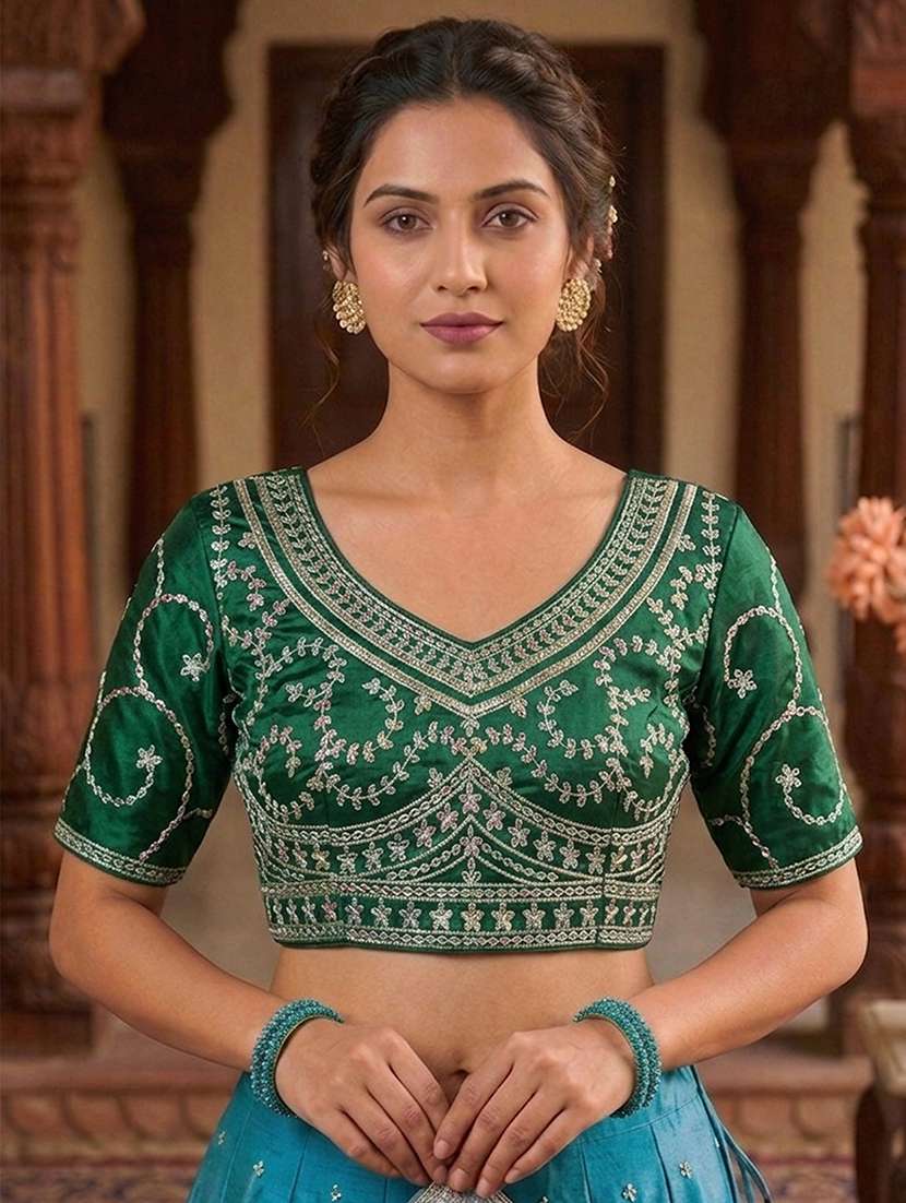 women solid with work stitched blouse