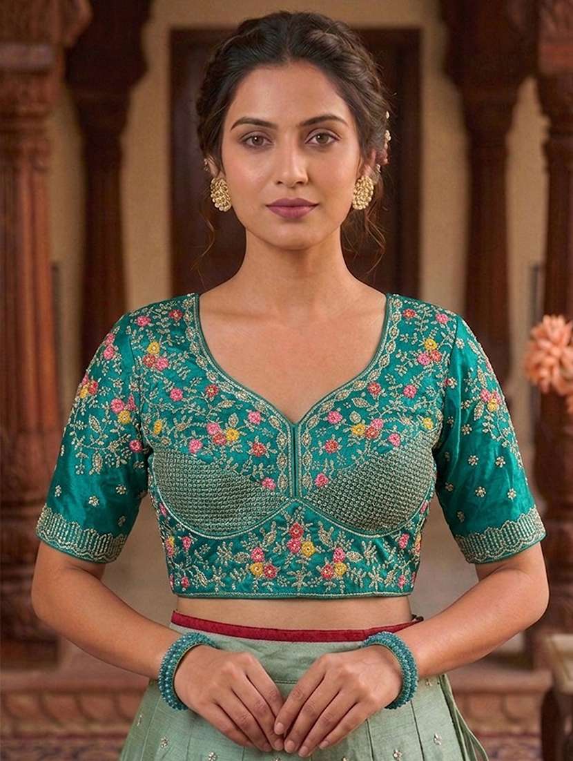 women solid with work stitched blouse