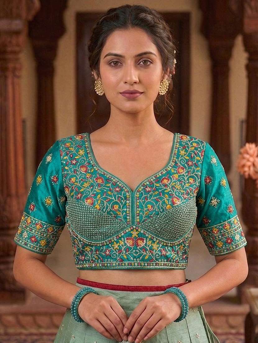 women solid with work stitched blouse