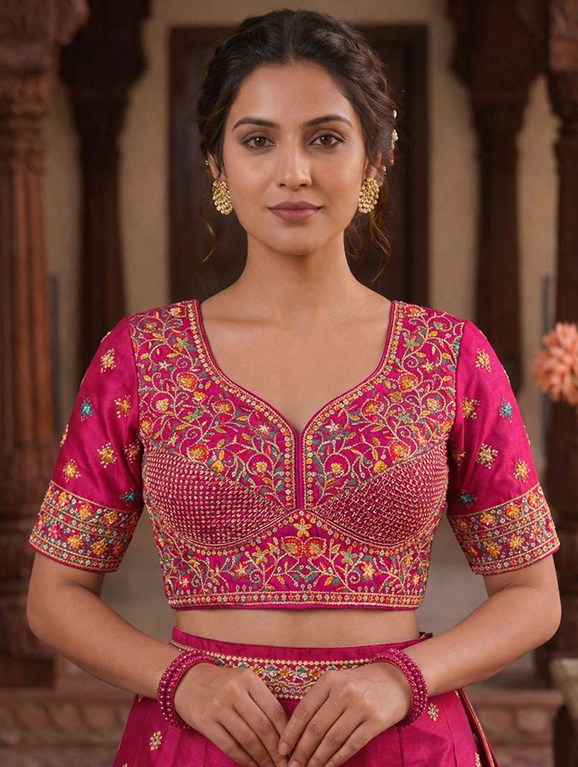 women solid with work stitched blouse