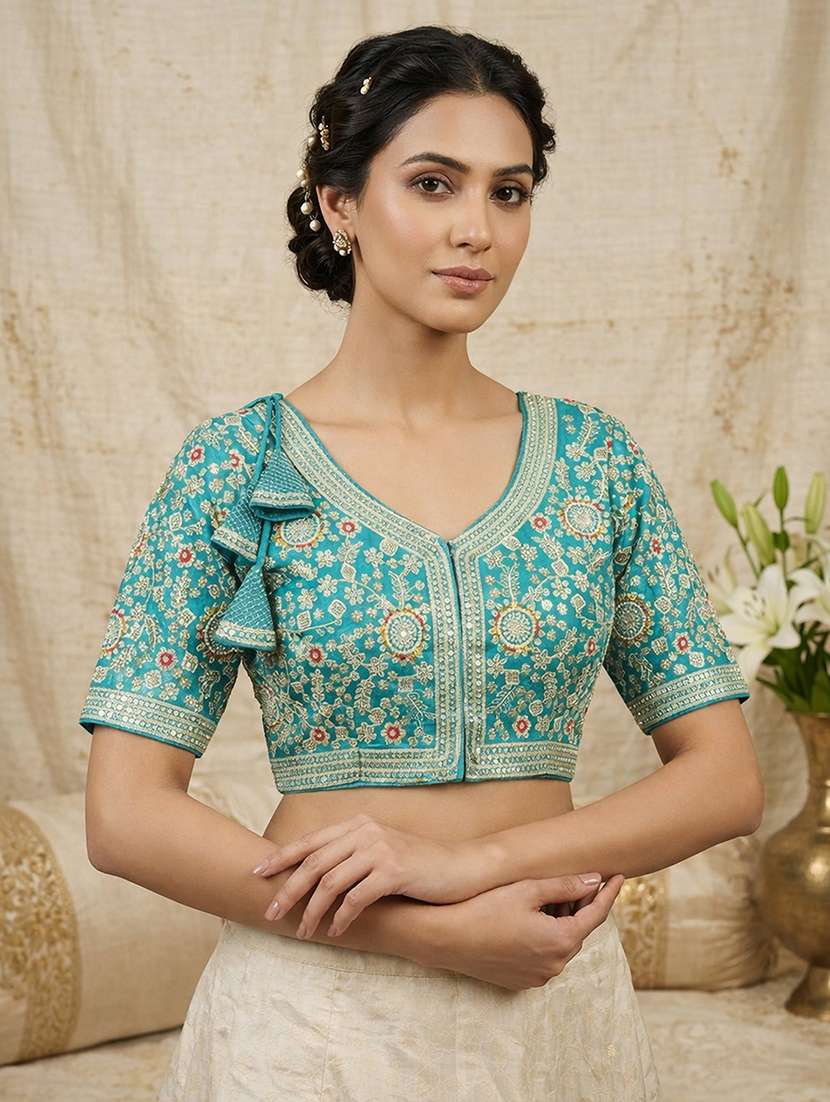 women solid with work stitched blouse