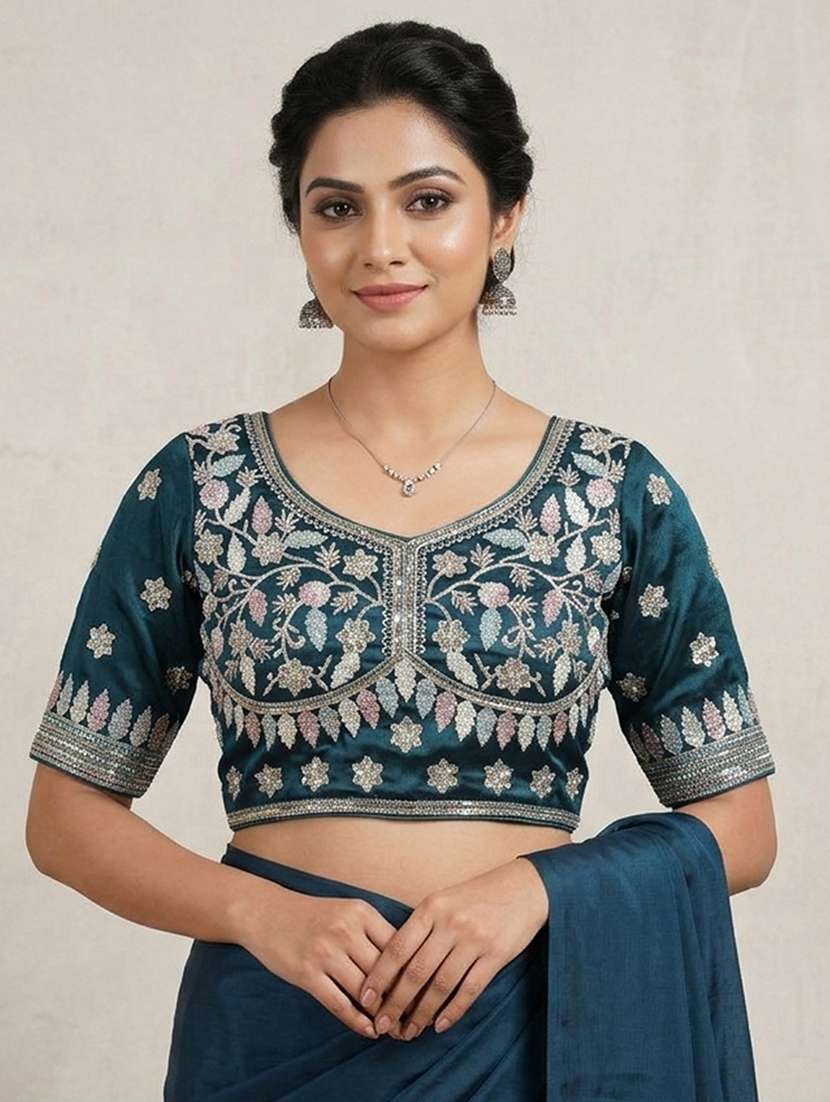 women solid with work stitched blouse