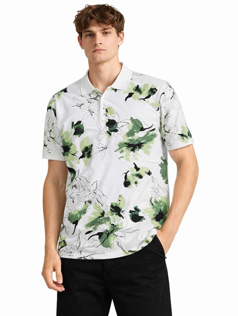 men printed short sleeve regular fit polo t-shirt