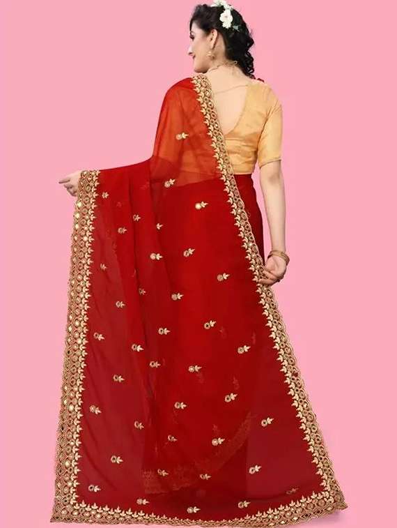 women solid with work embroidered saree with blouse - 22478164 -  Standard Image - 2