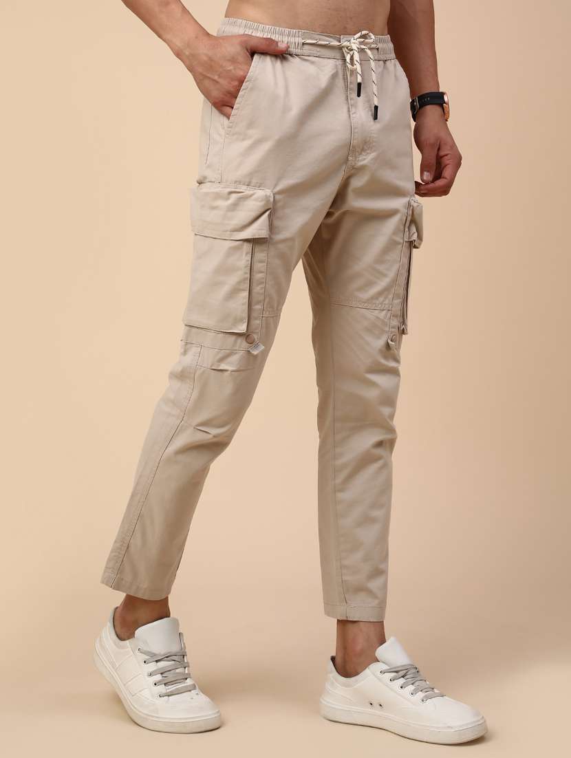 men solid mid rise regular fit cargo  - 22478458 -  Standard Image - 2