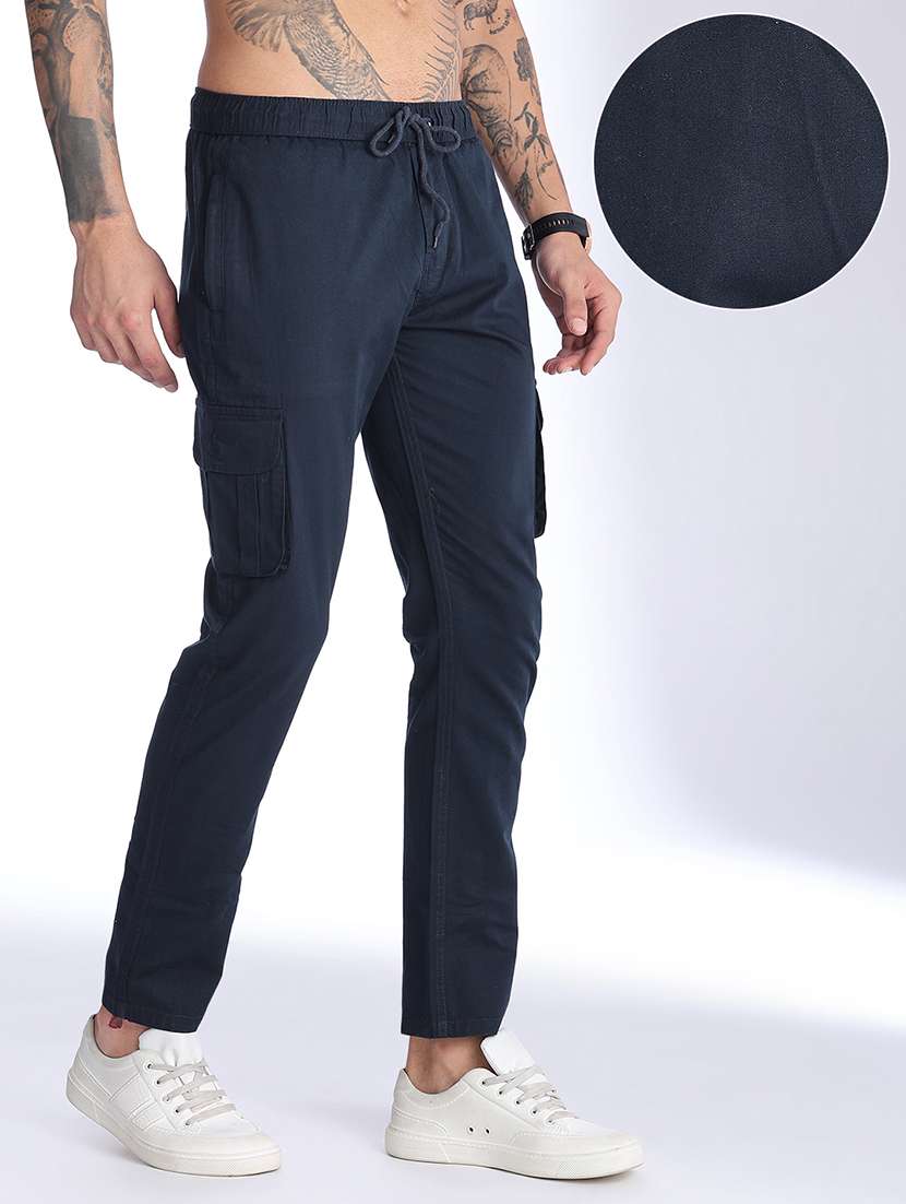 Men Solid Mid Rise Regular Fit Cargo - 22479689 -  Standard Image - 2