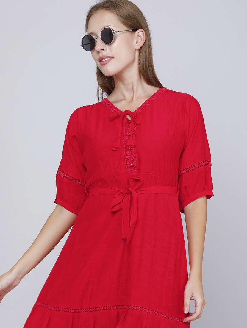 women embellished short sleeves tiered dress