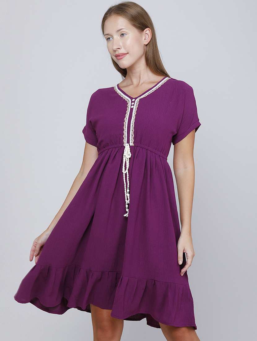 Women Embellished Short Sleeves Tiered Dress - 22479805 -  Standard Image - 2