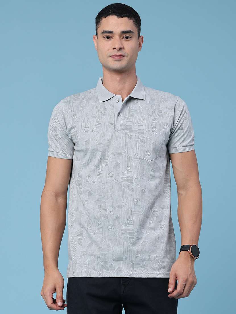 men printed short sleeve slim fit polo t-shirt - 22480218 -  Standard Image - 2