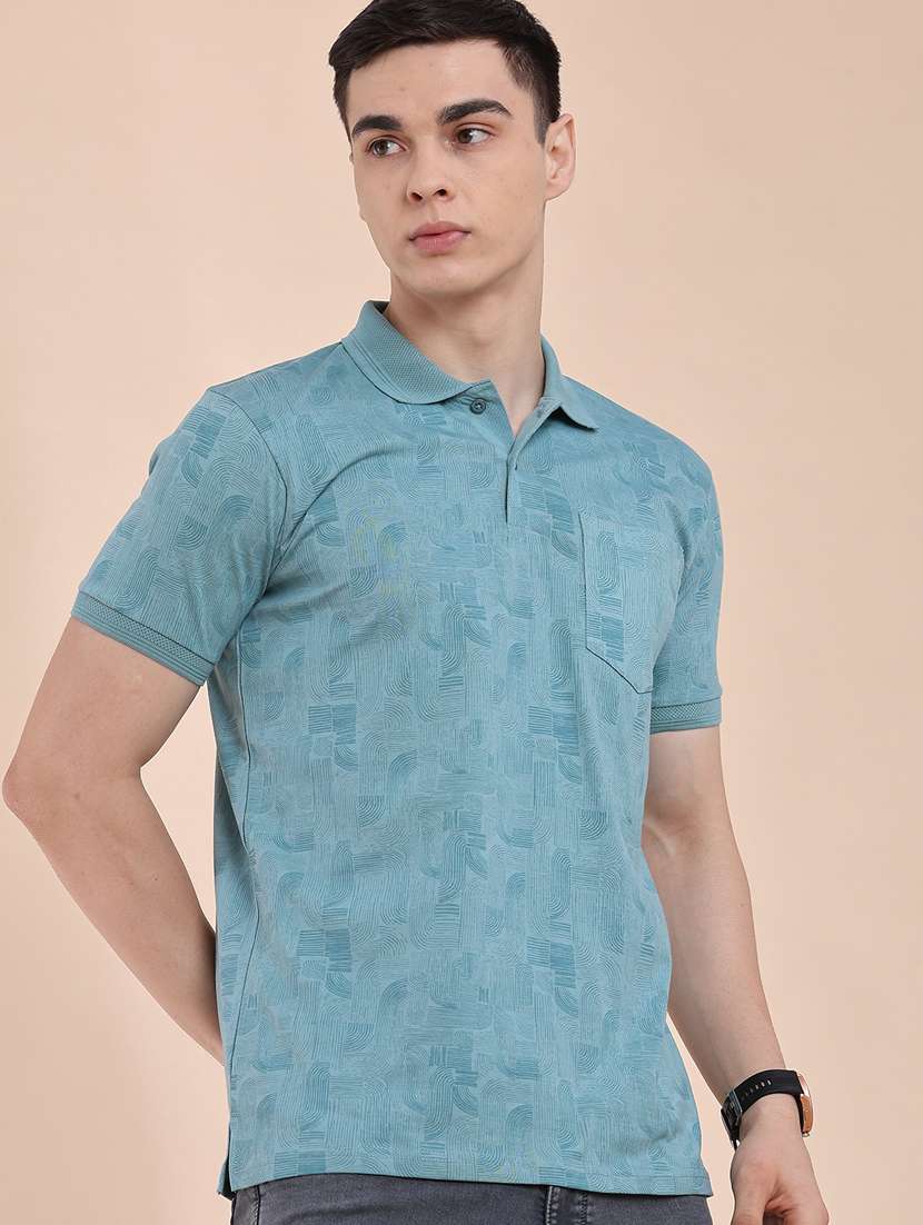 men printed short sleeve slim fit polo t-shirt - 22480219 -  Standard Image - 2
