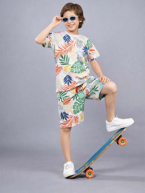 Boys White Cotton Shorts Set Co Ords Set