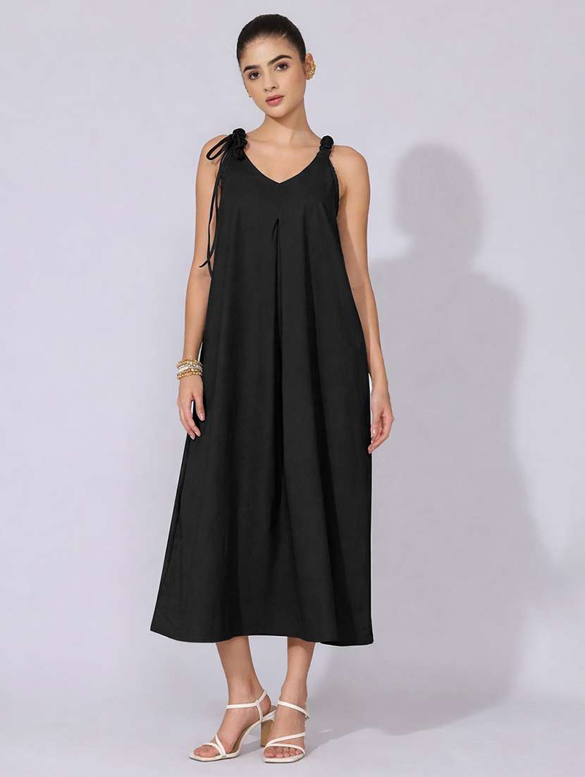 women solid sleeveless a-line midi dress - 22480656 -  Standard Image - 2