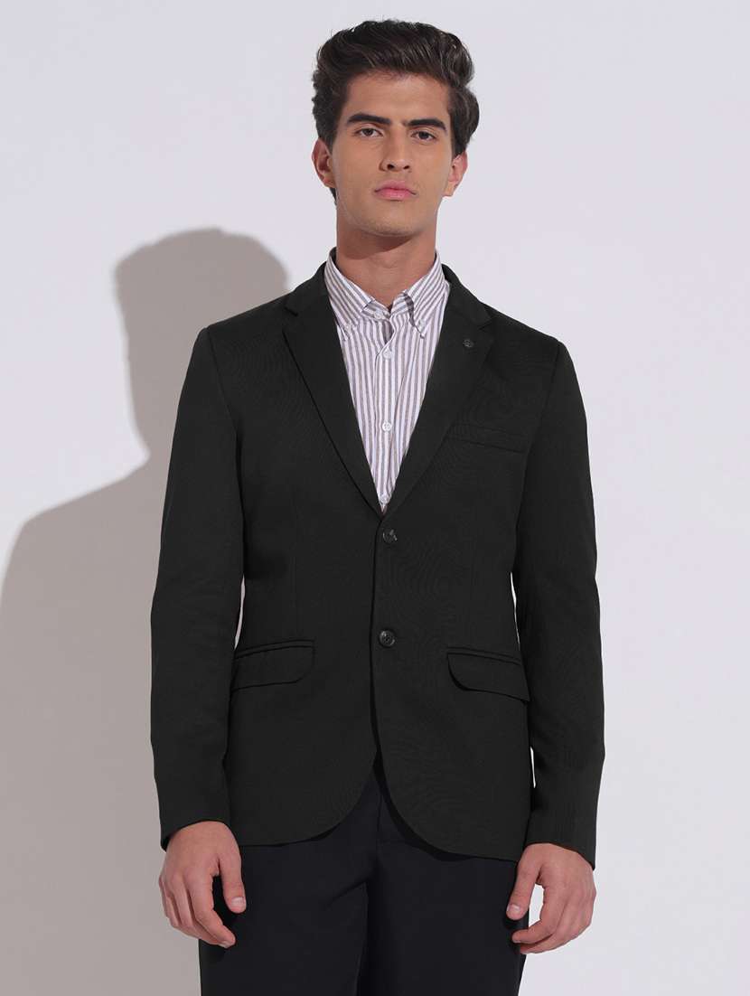 men solid lapel collar single breasted formal blazer - 22480682 -  Standard Image - 2