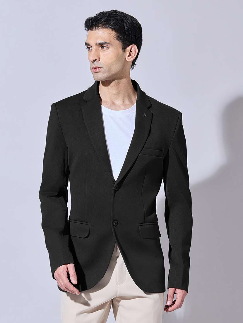 men solid lapel collar single breasted casual blazer - 22480683 -  Standard Image - 2