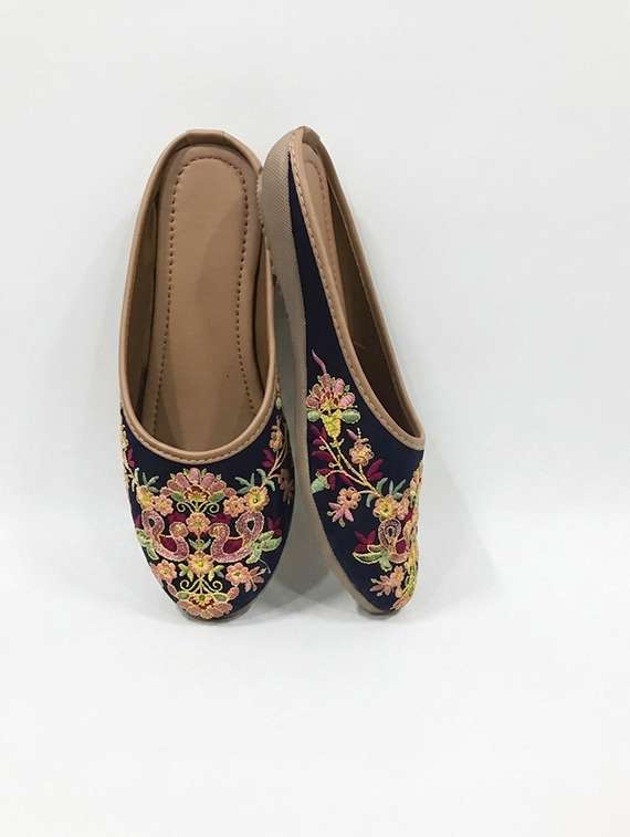 women navy blue slip on jutis & mojari - 22480689 -  Standard Image - 2