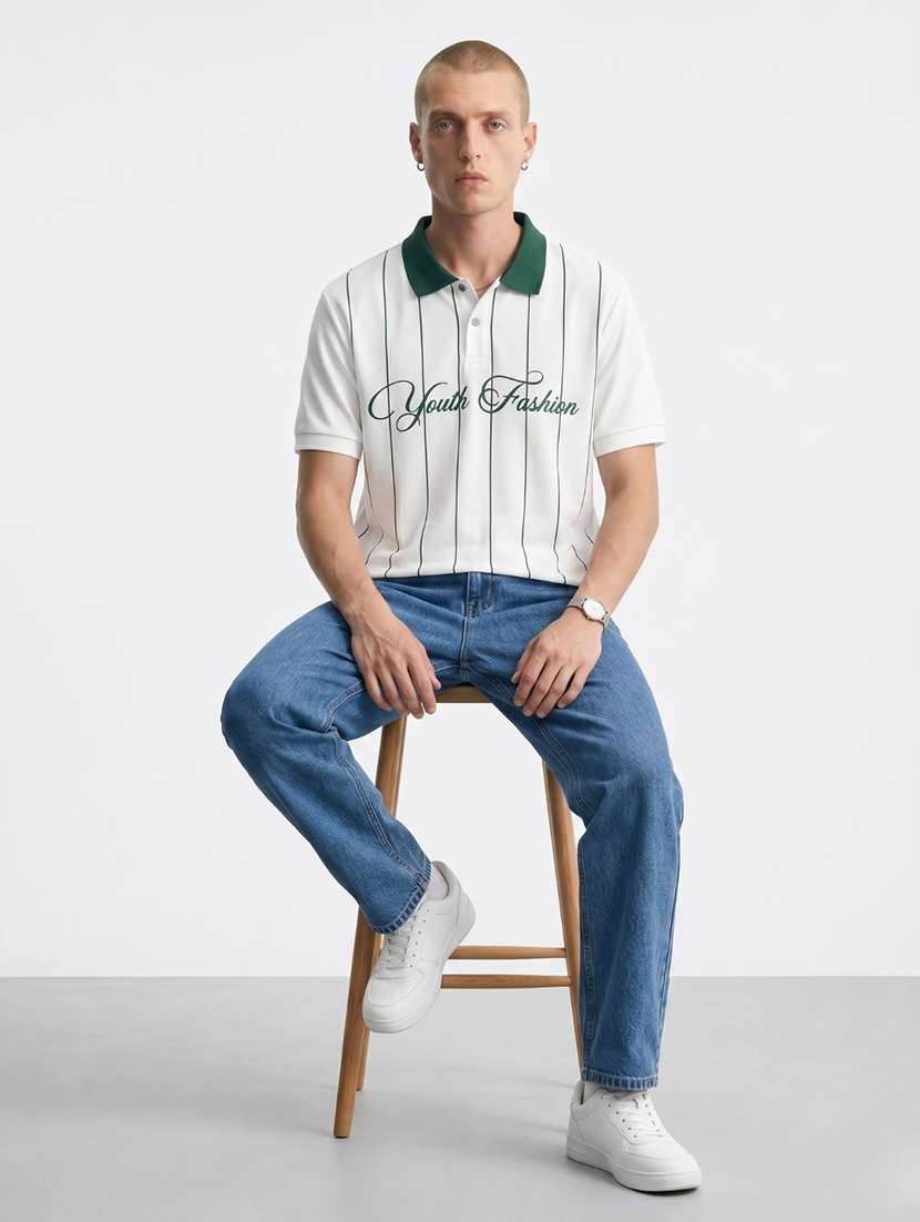 men printed short sleeve regular fit polo t-shirt