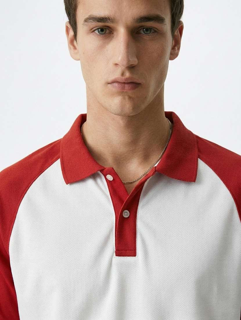 men color block raglan sleeve regular fit polo t-shirt - 22480730 -  Standard Image - 2