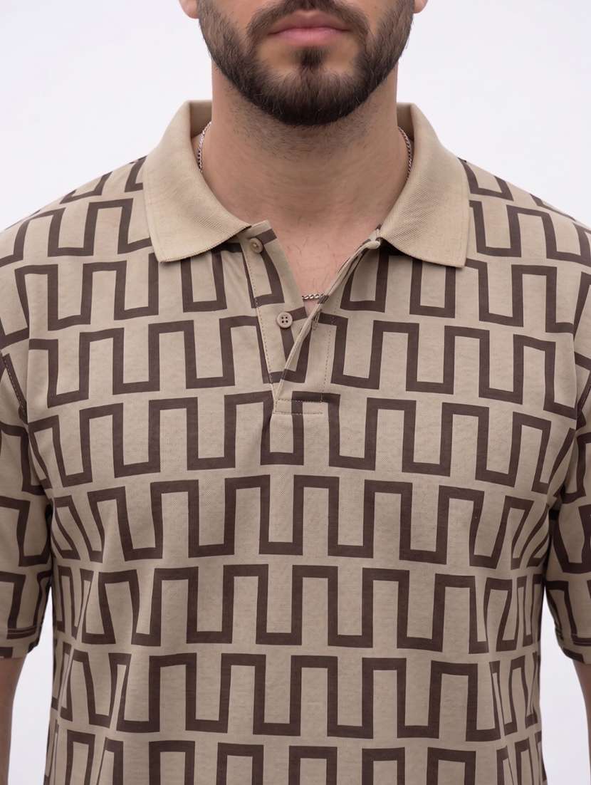 men geometric short sleeve regular fit polo t-shirt - 22480732 -  Standard Image - 2