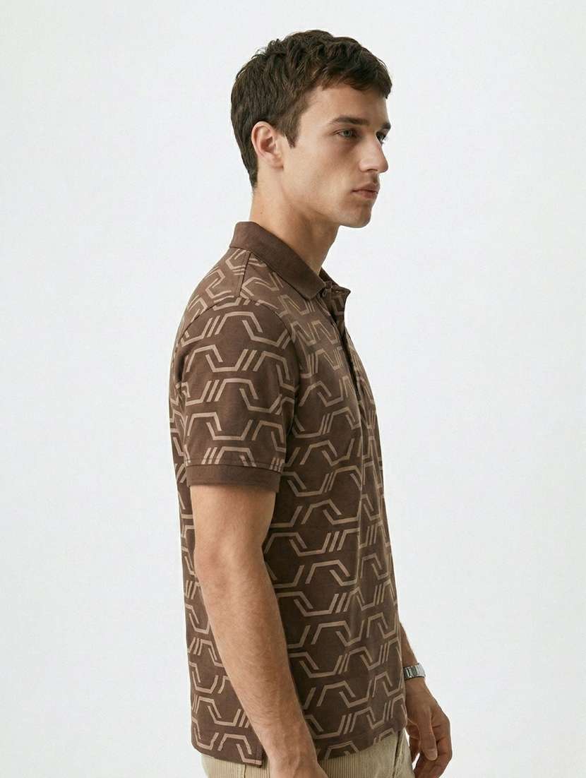 men geometric short sleeve regular fit polo t-shirt - 22480810 -  Standard Image - 2