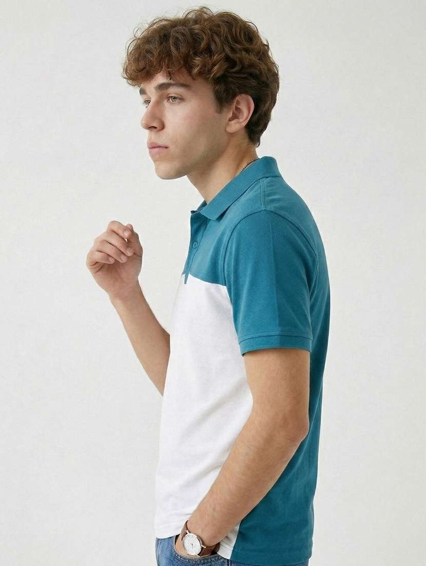men color block short sleeve regular fit polo t-shirt - 22480824 -  Standard Image - 2