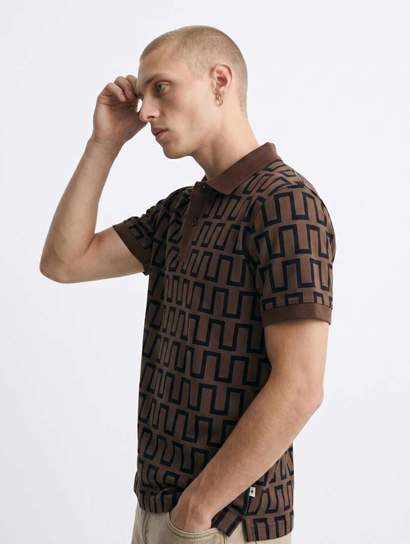men geometric short sleeve regular fit polo t-shirt - 22480831 -  Standard Image - 2