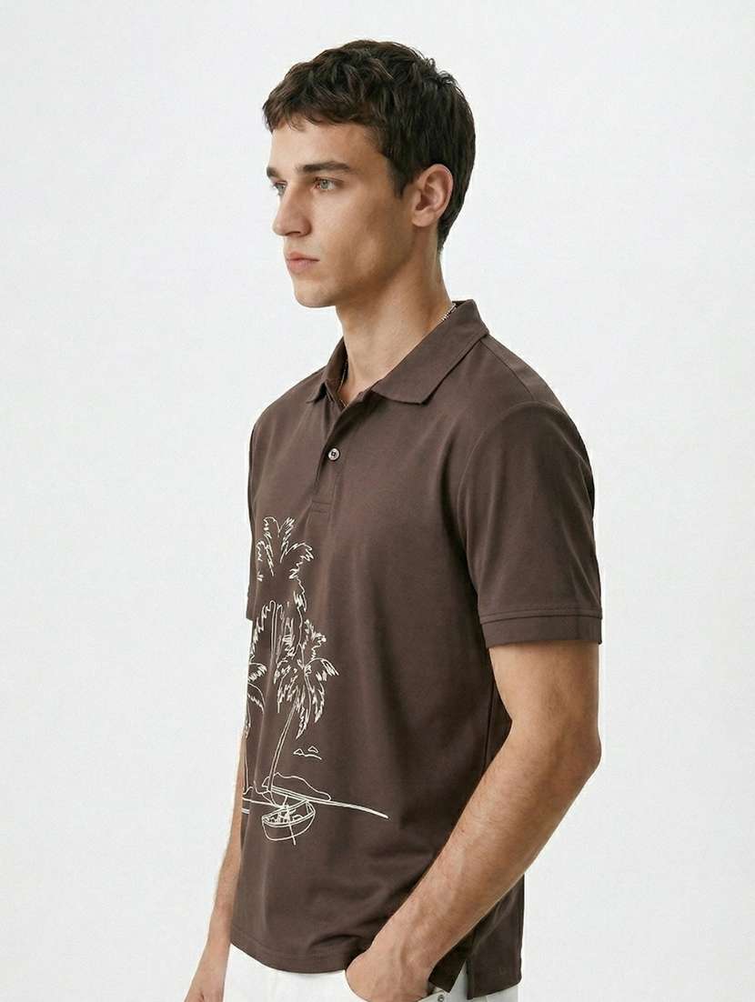 men printed short sleeve regular fit polo t-shirt - 22480885 -  Standard Image - 2