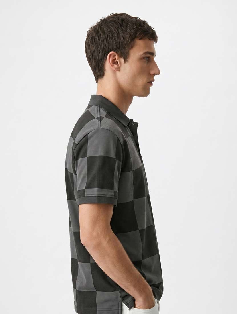 men checkered short sleeve regular fit polo t-shirt - 22480886 -  Standard Image - 2