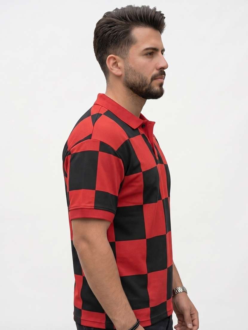 men checkered short sleeve regular fit polo t-shirt - 22480887 -  Standard Image - 2