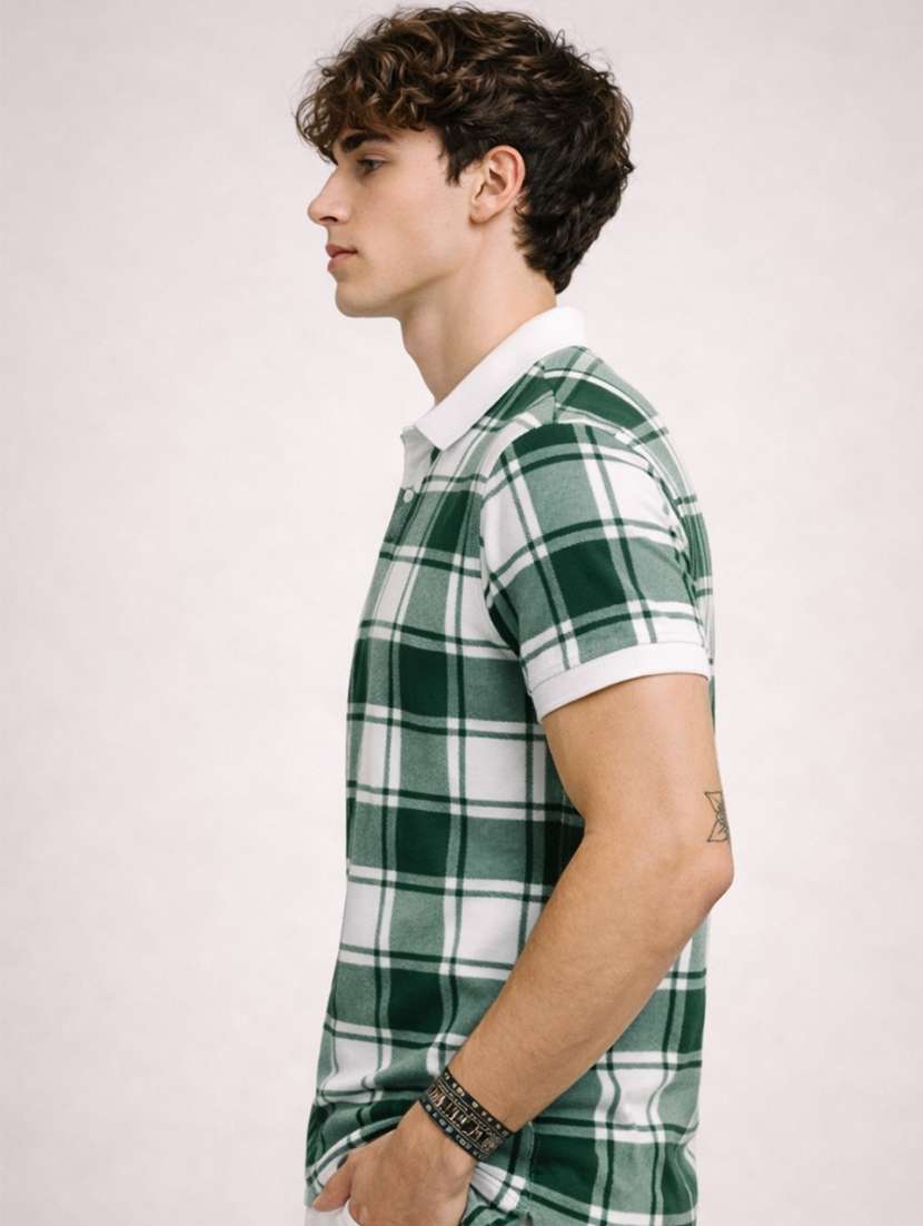 men checkered short sleeve regular fit polo t-shirt - 22480889 -  Standard Image - 2