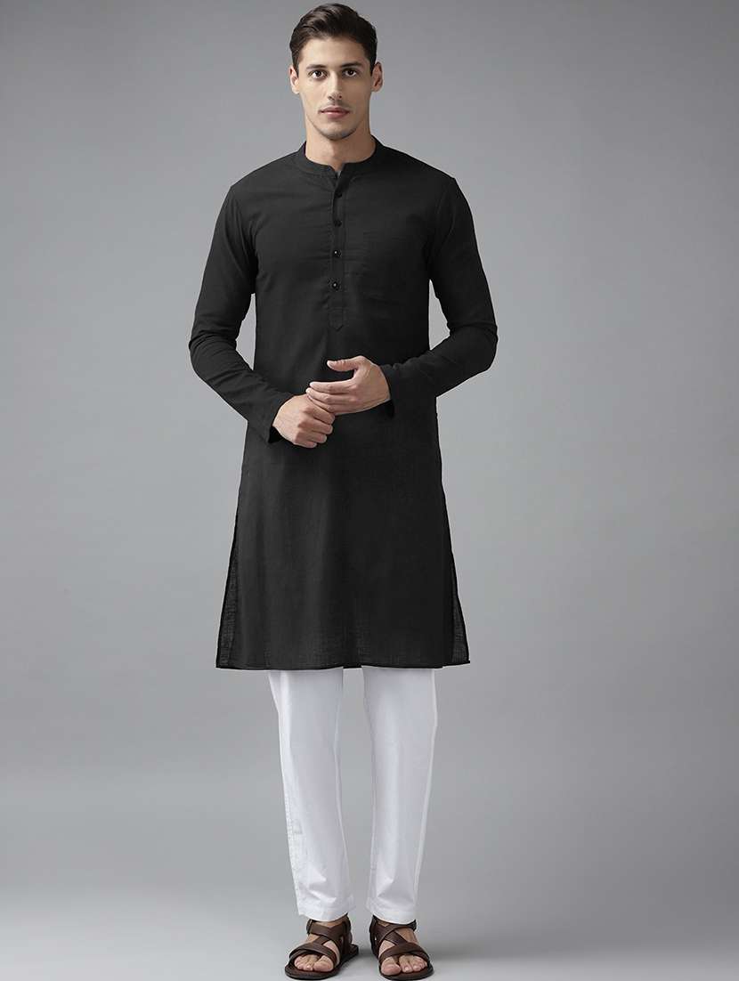 men solid mandarin neck kurta pyjama set