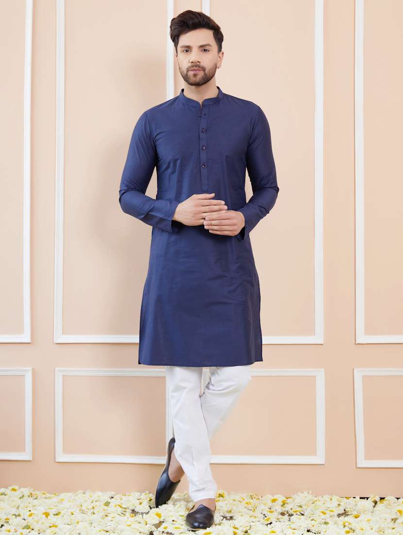 men solid mandarin neck kurta pyjama set