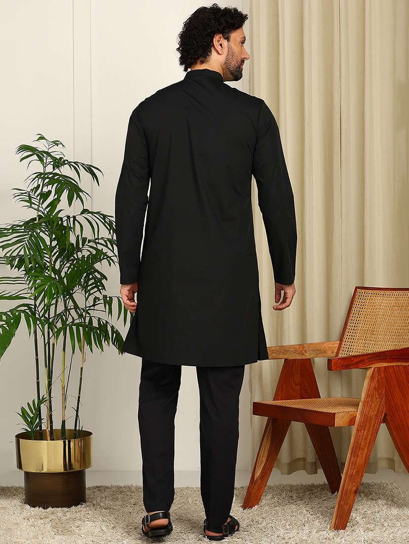 Men Solid Mandarin Neck Kurta Pyjama Set - 22481499 -  Standard Image - 2