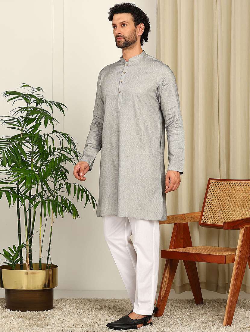 men self design mandarin neck kurta pyjama set - 22481542 -  Standard Image - 2