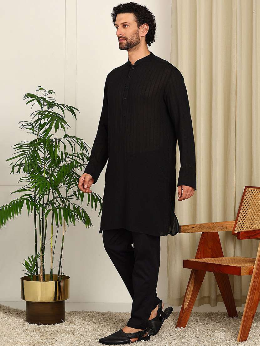 men solid mandarin neck kurta pyjama set - 22481543 -  Standard Image - 2