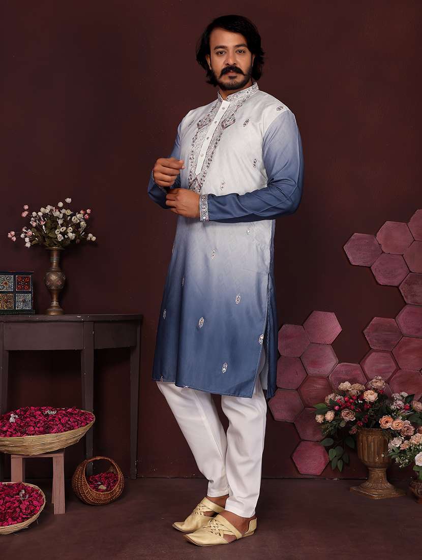 Men Ombre Mandarin Neck Long Kurta - 22481572 -  Standard Image - 2