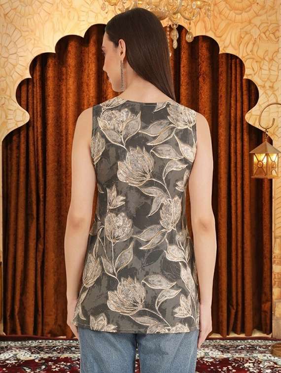 Women Printed Notch Neck Straight Kurti - 22481640 -  Standard Image - 2