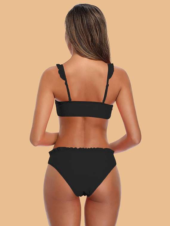  nylon halter neck bikini set with lace - 22481681 -  Standard Image - 2