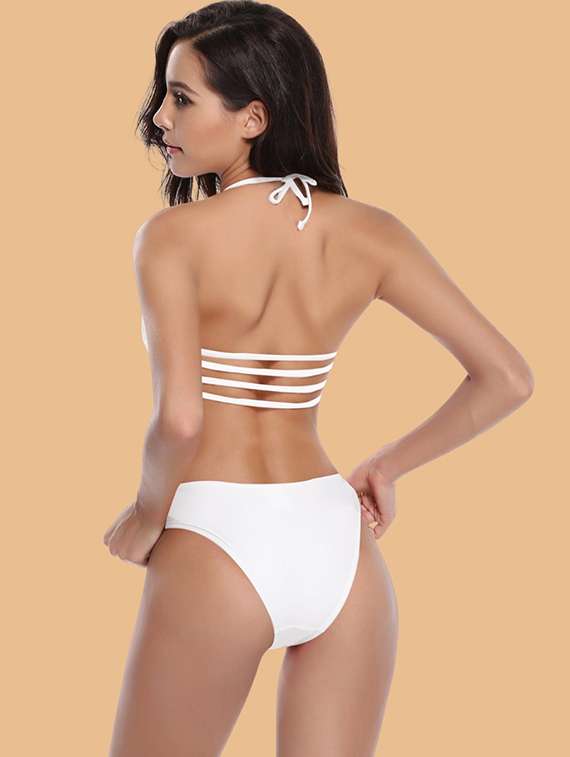  nylon halter neck bikini set with lace - 22481697 -  Standard Image - 2