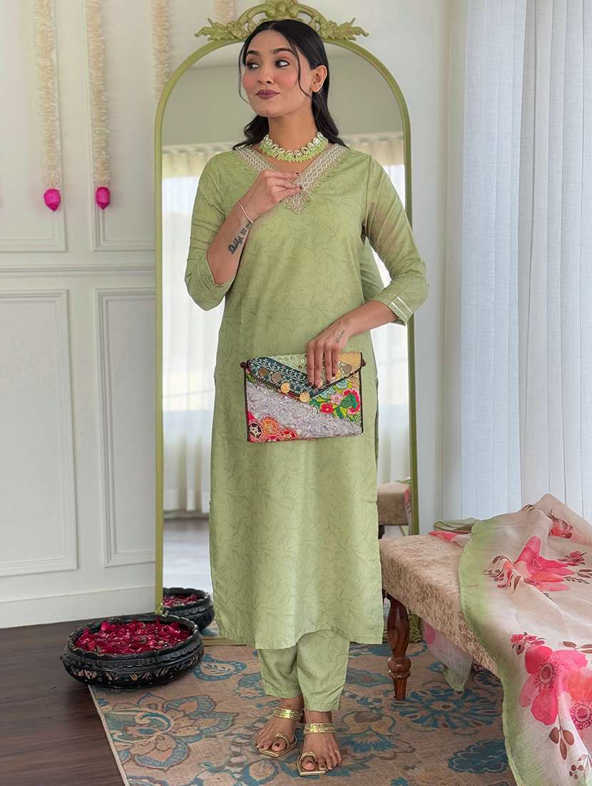 women printed three quarter sleeve kurta pant with dupatta set - 22481746 -  Standard Image - 2