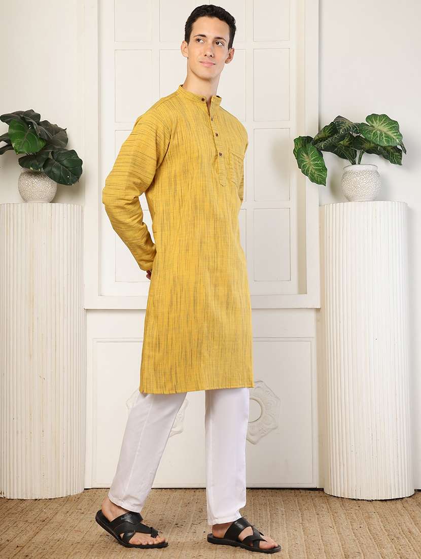 men self design mandarin neck long kurta - 22485931 -  Standard Image - 2
